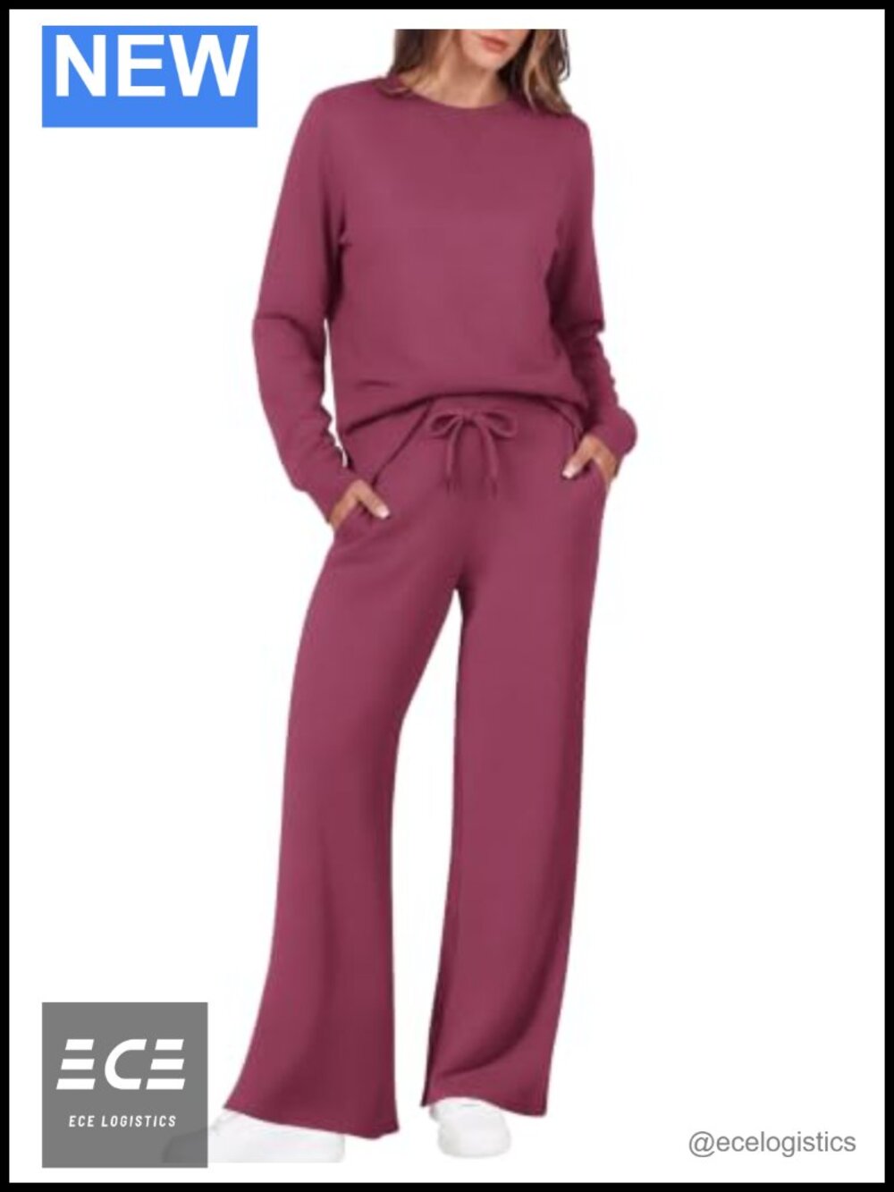 2 Piece Lounge Set Women Long Sleeve Sweatshirt Wide Leg Sweatpants